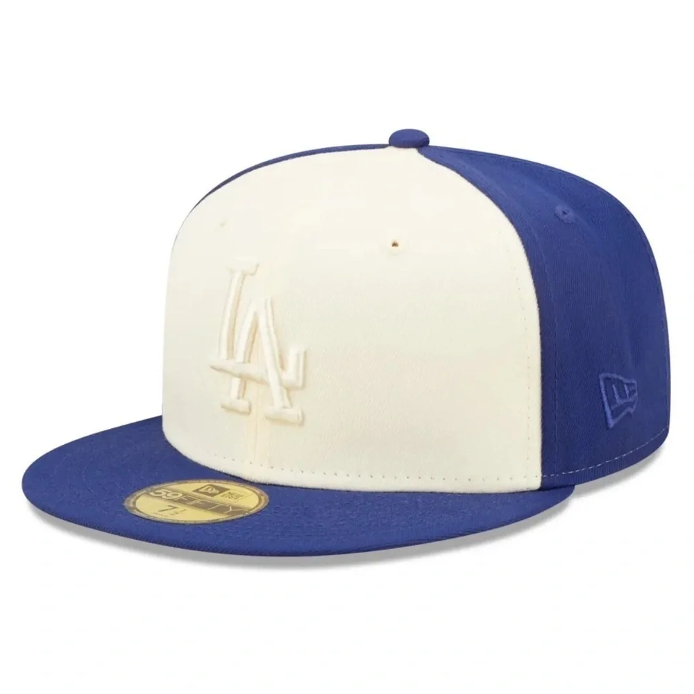 SZ 8 Los Angeles Dodgers New Era Tonal 2 Tone Blue/ Cream 59fifty Fitted Hat